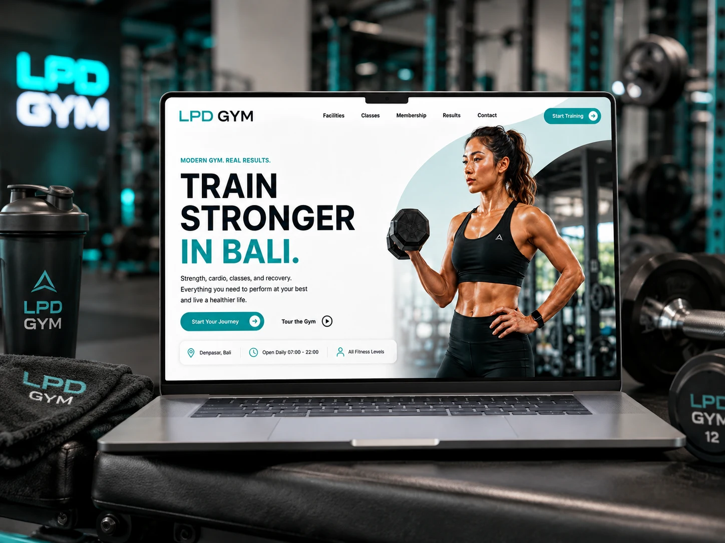 LPD Gym website mockup, gym interior
